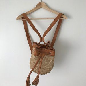 Small Leather Rattan Backpack